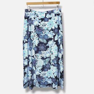 Talbots Petite Tropical Floral Midi Skirt Size PL Stretch A-Line